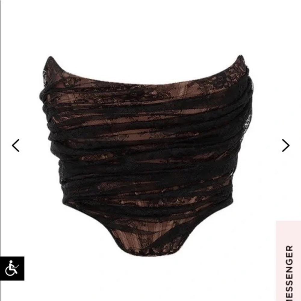 House of CB Abriana Cropped Black and Nude Lace Corset size XS